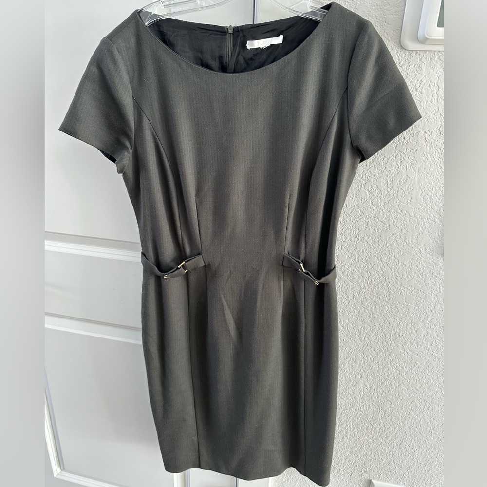 Hugo Boss short sleeve charcoal grey lined sheath dress.  Size 8
